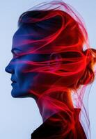 abstract portrait of a person with colorful hair photo