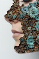 Surreal abstract face with organic textures photo