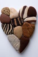 Assortment of decorative stones in various shapes and patterns photo