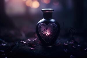 Elegant heart shaped bottle with floral design photo
