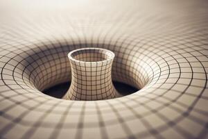 Distorted grid pattern with radial lines photo
