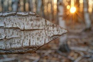 Sunlight shining through the winter forest photo