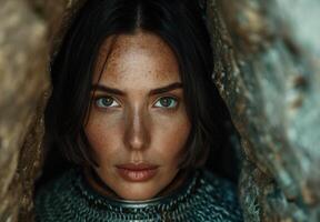 Mysterious woman with piercing eyes photo
