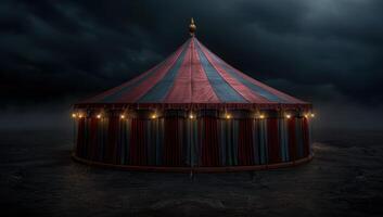 Mysterious circus tent in the dark night photo