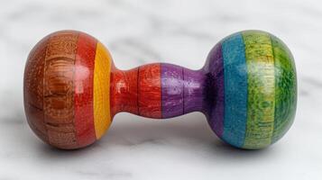 Colorful wooden balls with abstract patterns photo