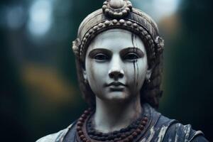 Ornate stone statue with intricate details photo