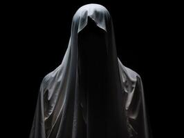 Mysterious figure in dark cloak photo