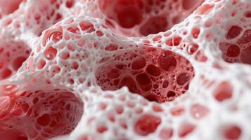Intricate red and white cellular structure photo
