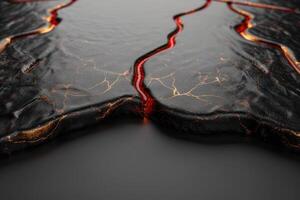Cracked earth texture with red lava lines photo