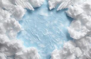 Soft feathery clouds in a winter sky photo