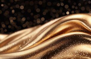 Shimmering golden fabric with sparkling details photo