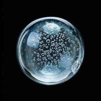 Carbonated water with bubbles in a glass photo