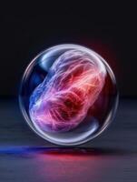 Glowing plasma energy sphere in glass orb photo