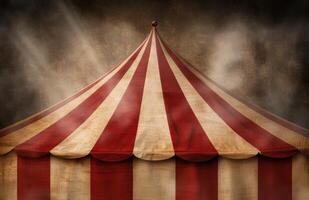 Vintage circus tent with red and white striped pattern photo
