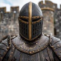 medieval knight in full armor photo