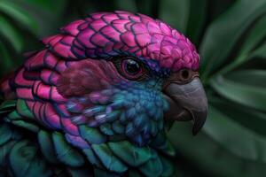 Vibrant parrot with intricate feather patterns photo