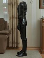 futuristic robot figure in living room photo