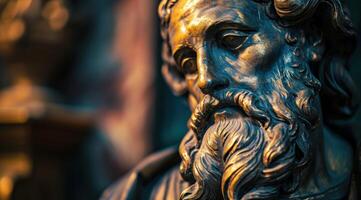 Detailed bronze statue of an ancient philosopher photo
