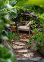 Enchanting miniature fairy garden scene photo