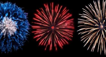 Vibrant fireworks display in the night sky photo