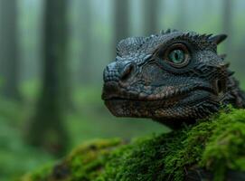 Close up of a Mysterious Reptile in the Lush Greenery photo