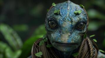 Close up of a colorful lizard with big eyes photo