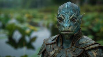 Alien creature in fantasy forest environment photo