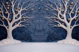 Enchanting winter wonderland with glowing trees photo