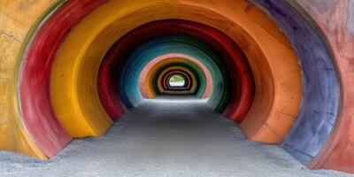 Colorful tunnel with arched passageways photo
