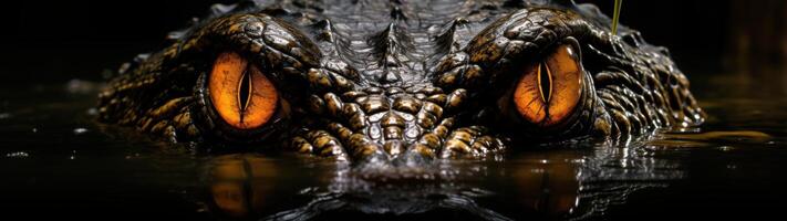 Intense eyes of a crocodile in the water photo