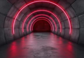 Futuristic red neon tunnel photo