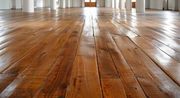 Wooden floor in empty room photo