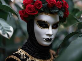 mysterious masked figure in ornate costume photo