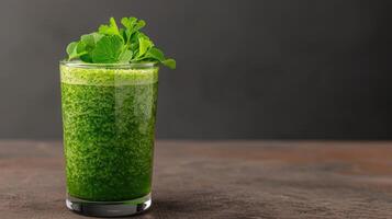 Refreshing green smoothie with fresh herbs photo