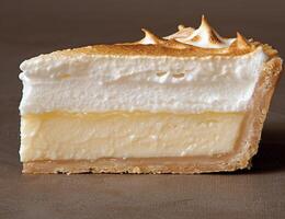 Slice of delicious lemon meringue pie photo