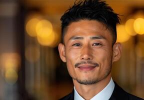 Confident asian businessman looking at camera photo