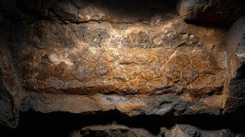ancient cave wall with intricate rock formations photo