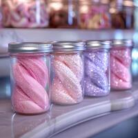 Sparkling jars of glitter and sequins photo