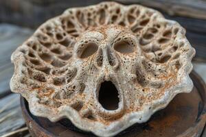 Intricate fossilized skull structure photo