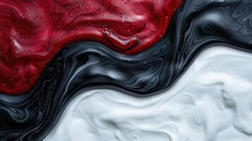 abstract fluid art background with red and black swirls photo