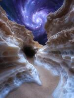 Ethereal cosmic cave landscape photo
