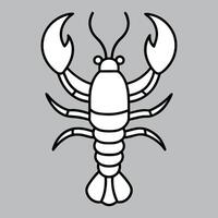 Lobster Line Drawing Elegant Minimalist Icon for Coastal Designs. vector