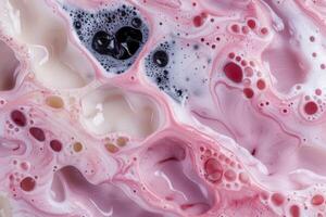 abstract fluid art background with pink and black swirls photo
