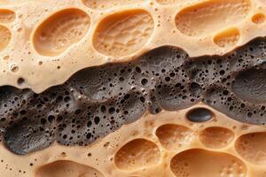 Closeup of foamy coffee or espresso photo