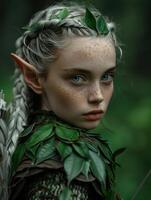 Enchanting forest fairy with ethereal features photo
