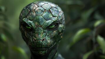 Mysterious creature with reptilian features photo