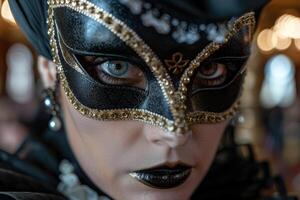 Mysterious masked figure in ornate costume photo