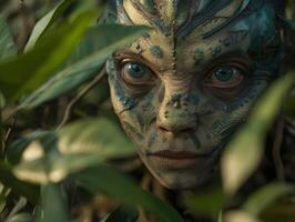 Mysterious creature with intricate facial features photo