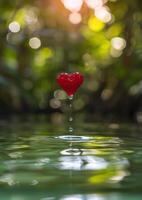 Romantic heart shaped water droplet photo