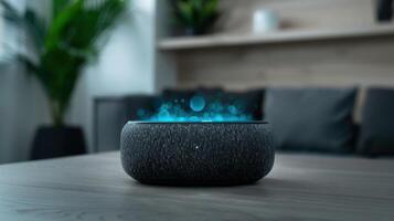 smart home device with glowing blue lights photo